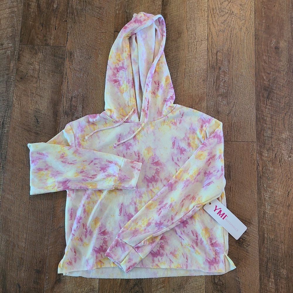 YMI Performance Crop Top Hoodie Tie Dye Juniors Size XL